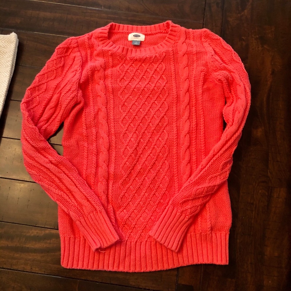 Bright Pink Old Navy Cable Knit Sweater Medium